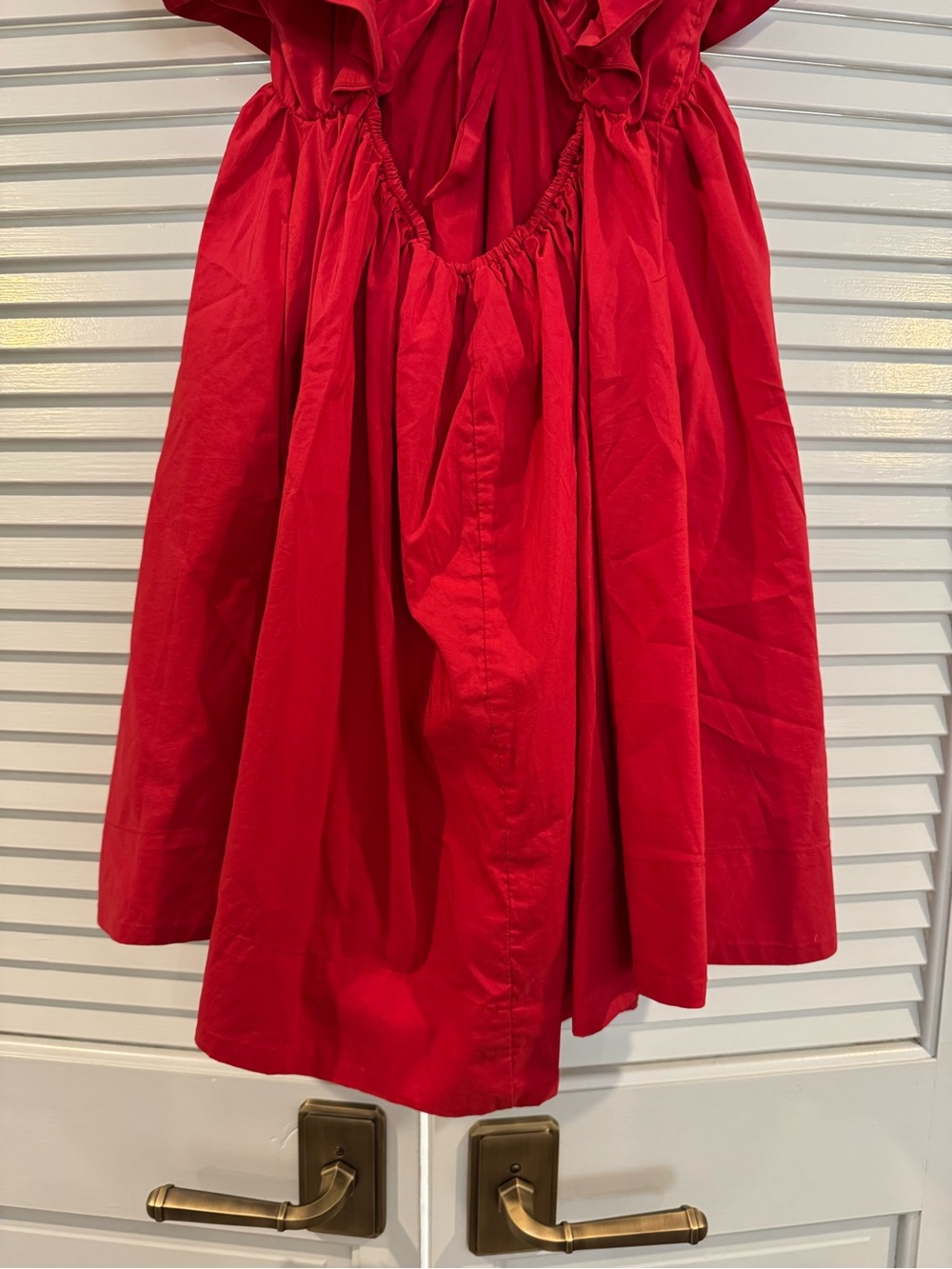 Red Ruffle-Sleeve Mini Dress - Picture 9 of 12